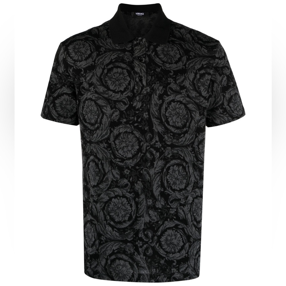 Versace Barocco-jacquard cotton polo shirt
